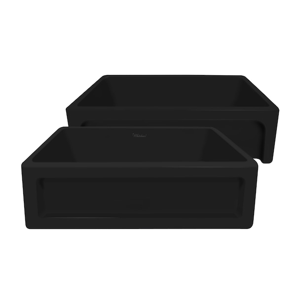 Whitehaus 33" Rvrsbl Kitchen Sink W/ Shaker Design Front Apron On One Side , Blk WHQ5550-BLACK - main